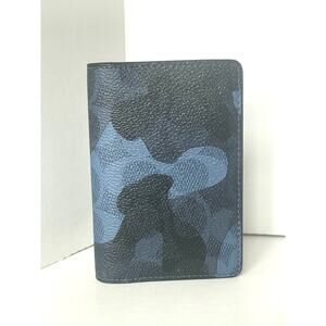 Coach Bifold Wallet Blue Signature Camo Print ID Card Case Mens CW216
